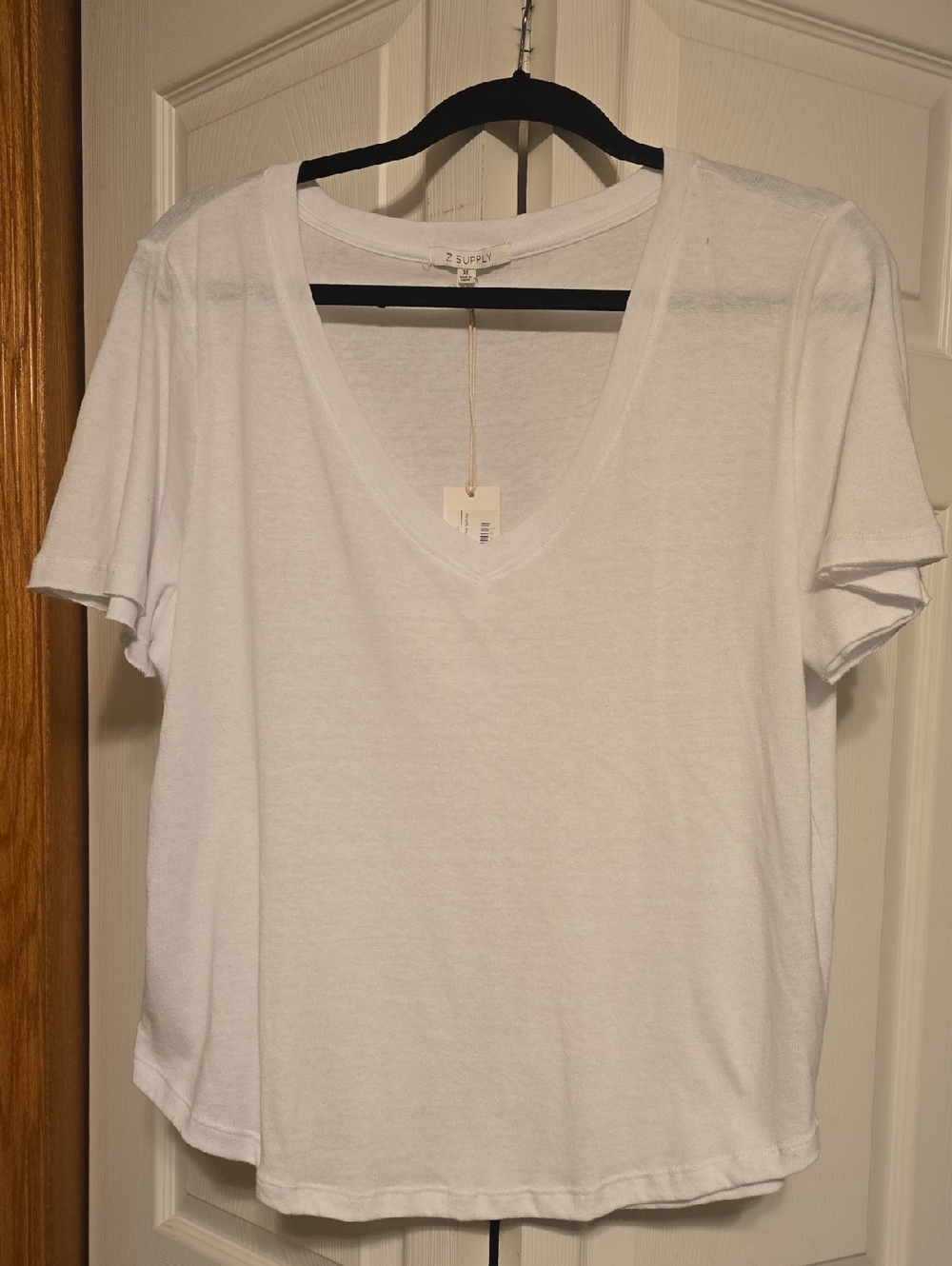 Z Supply White V-Neck Short Sleeve Tee - Relaxed Fit